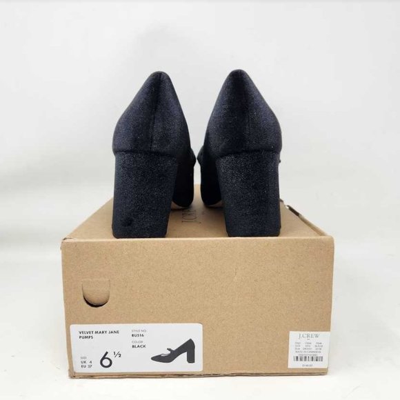 New women's 6.5 J Crew Factory velvet Mary Jane pumps in Black - Picture 3 of 11